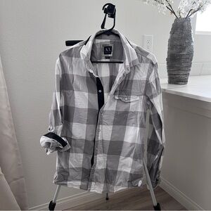 A/X Armani Exchange Gray and White Plaid Shirt